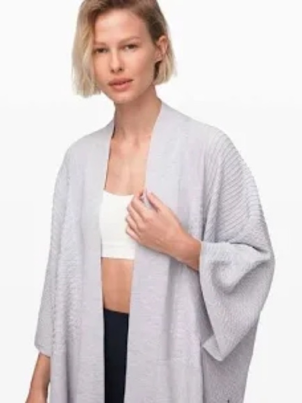 lululemon athletica Light Gray Fox Ribbed Open Cardigan